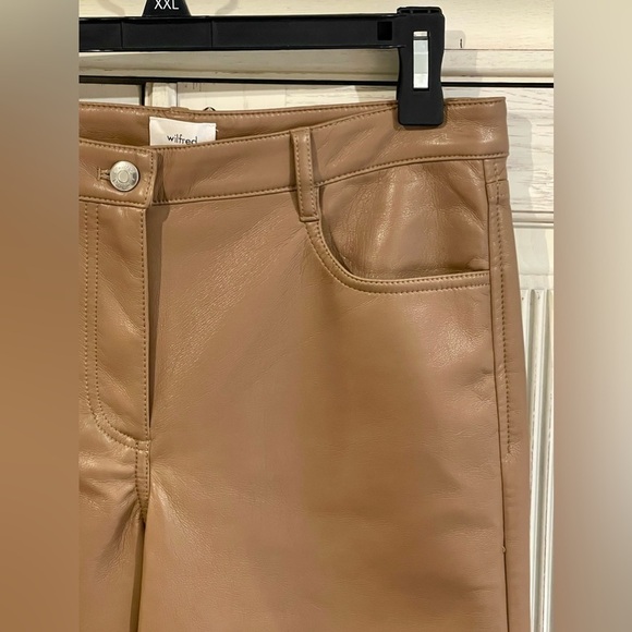 ARITZIA WILFRED Melina Low Rise Vegan Leather Pants in Constant Camel - Picture 11 of 15
